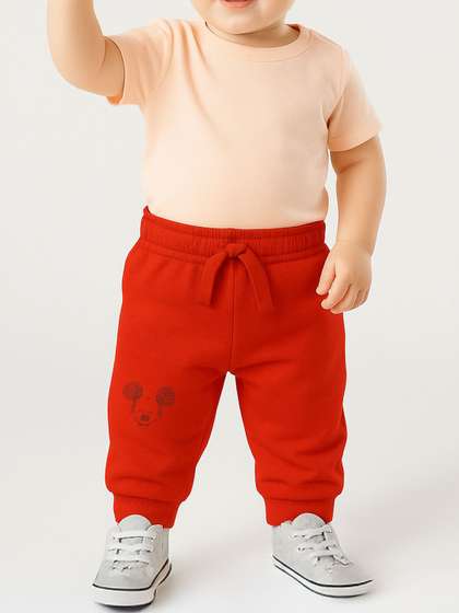 Nauti Nati Boys Red
                    Joggers With Mickey Mouse Print