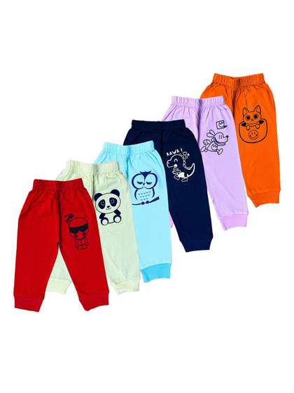 Surfbae Kids Pack Of 6
                    Printed Cotton Relaxed Fit Mid-Rise Joggers