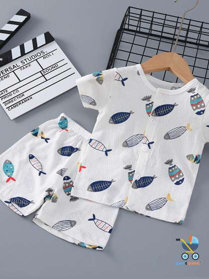 Sun & Shine
                      Kids-Unisex White Pure Cotton Clothing Set
