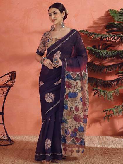 Sangria Floral
                        Printed Saree With Unstitched Blouse