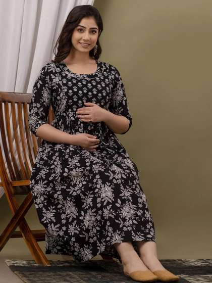 CLOTHYCORP Floral
                          Printed Pure Cotton Maternity Anarkali Kurti