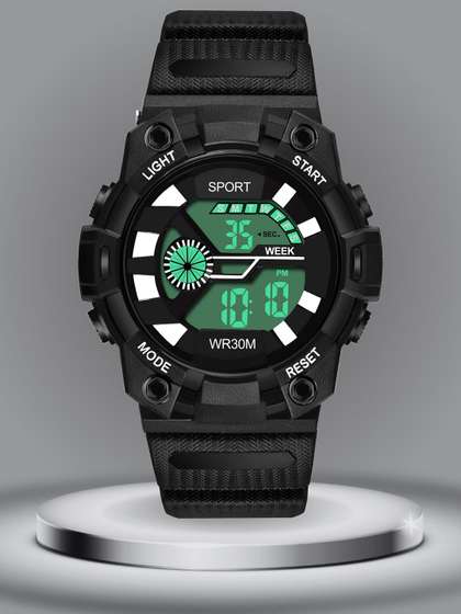 ON TIME OCTUS Kids
                    Patterned Dial & Straps Digital Watch DIGI-032
                    BLACK