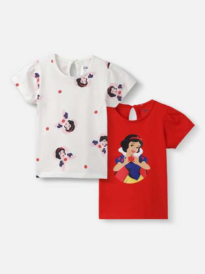 Nauti Nati Girls Pack of
                    2 Snow White Graphic Cotton Christmas Top