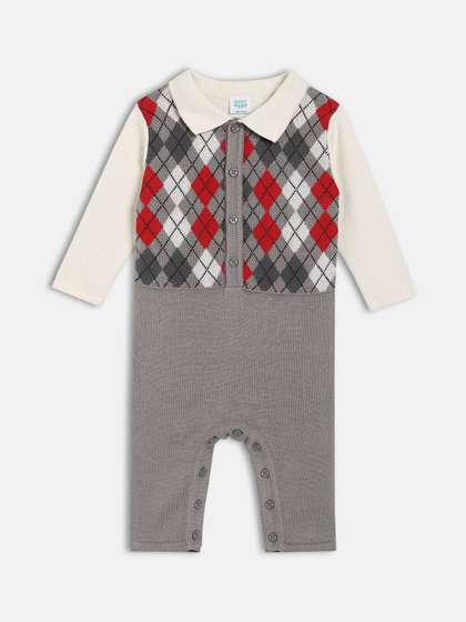 MINI KLUB Infant Boys
                      Self Designed Shirt Collar Rompers