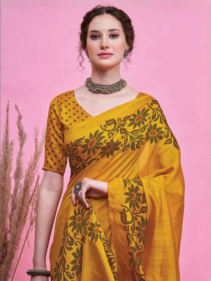 Sangria Floral
                          Woven Design Tussar Saree