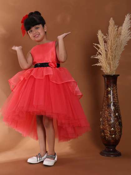 Toy Balloon kids Girls
                    Tulle High-Low Belted Peplum Dress