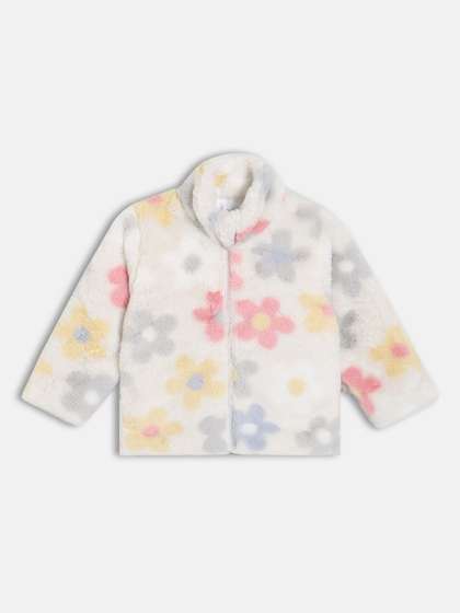 MINI KLUB Girls Mock
                    Collar Floral Casual Tailored Jacket