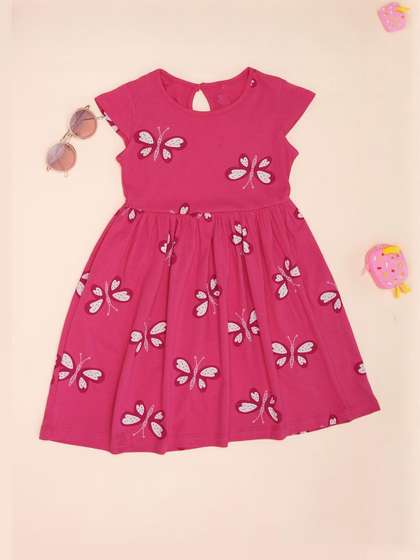 Pantaloons Junior Girls
                    Cap Sleeves Pure Cotton Fit and Flare Dress