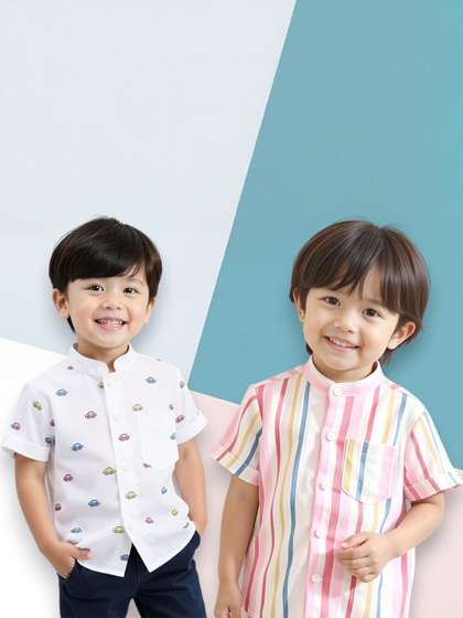 KIDGARB Multi Polycotton
                    Cutaway Collar Printed Shirts
