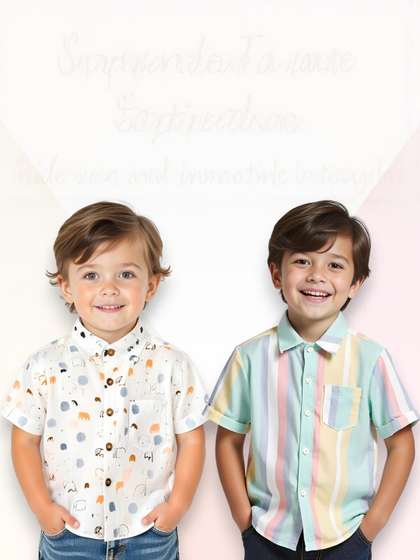 KIDGARB Multi
                      Polycotton Cutaway Collar Printed Shirts