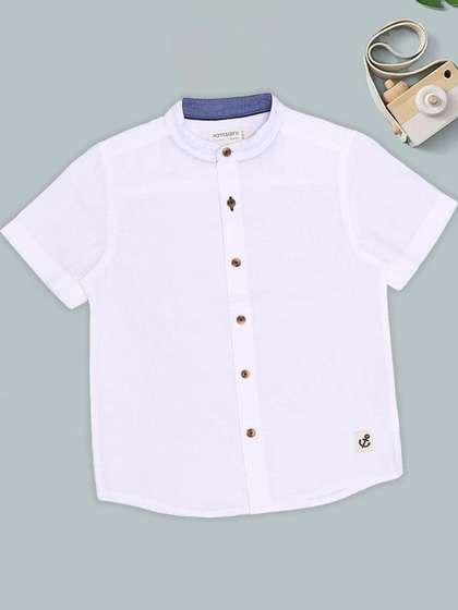 Pantaloons Junior Boys
                    Solid Mandarin Collar Cotton Casual Shirt