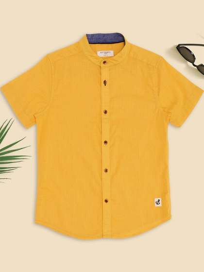 Pantaloons Junior Boys
                    Solid Mandarin Collar Pure Cotton Casual Shirt