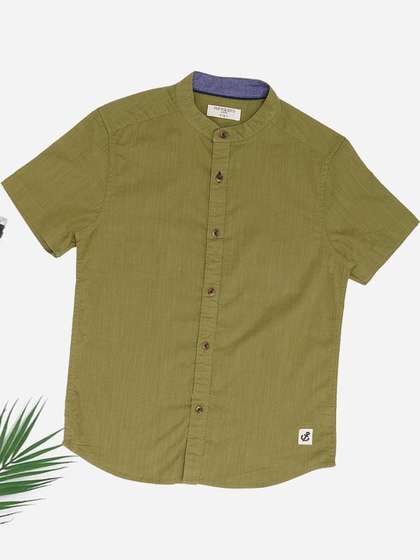 Pantaloons Junior
                        Boys Band Collar Pure Cotton Shirt