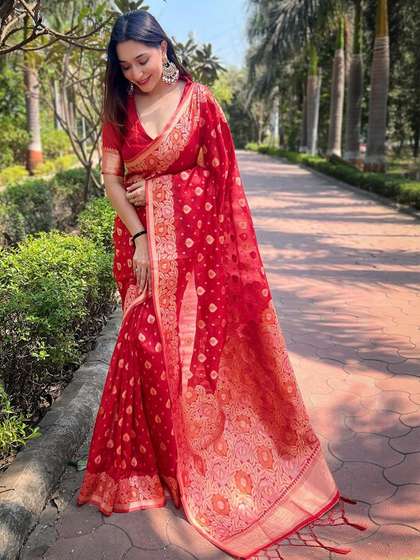 ELITE WEAVES Floral
                        Woven Design Zari Banarasi Saree