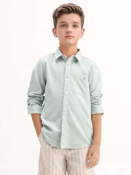 RARE ONES Boys Solid
                    Spread Collar Cotton Casual Shirt