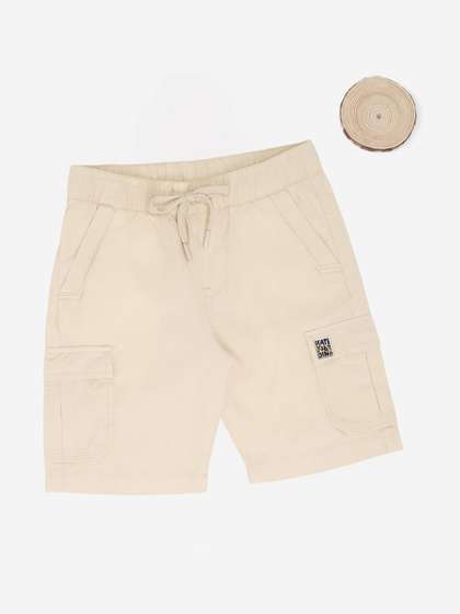 Pantaloons Junior Boys
                      Solid Mid-Rise Pure Cotton Cargo Shorts