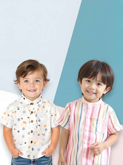 KIDGARB Multi Polycotton
                    Cutaway Collar Printed Shirts