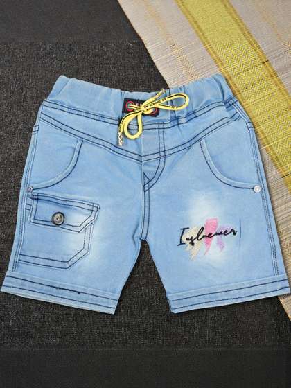 WORTON FASHION Boys
                    Typography Embroidered Denim Shorts