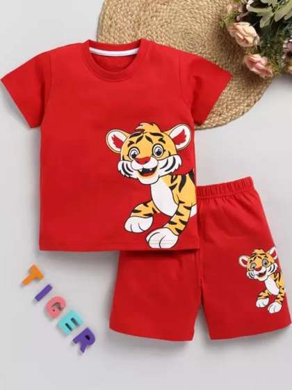 CUTEVIBE Kids Tiger
                    Printed Clothing Set