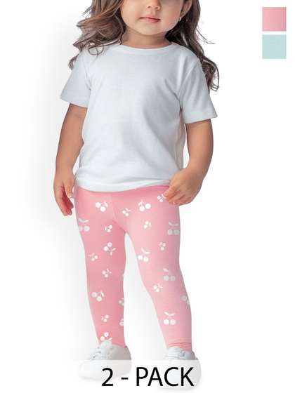 Nauti Nati Infant Girls
                    Pack of 2 Printed Mid-Rise Ankle-Length Leggings