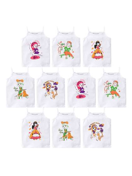 HAP Girl Pack Of 10
                      Printed Cotton Camisoles