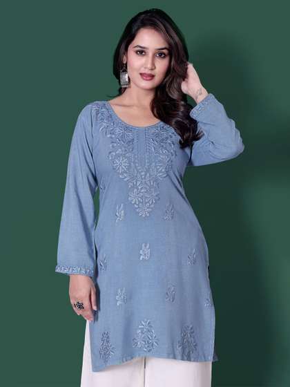 RUDRA LIFESTYLE
                        Ethnic Motifs Embroidered Thread Work Pure
                        Cotton Thread Work Kurti