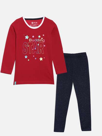 3PIN Girls Printed
                          Round Neck Pure Cotton Tshirt & Leggings