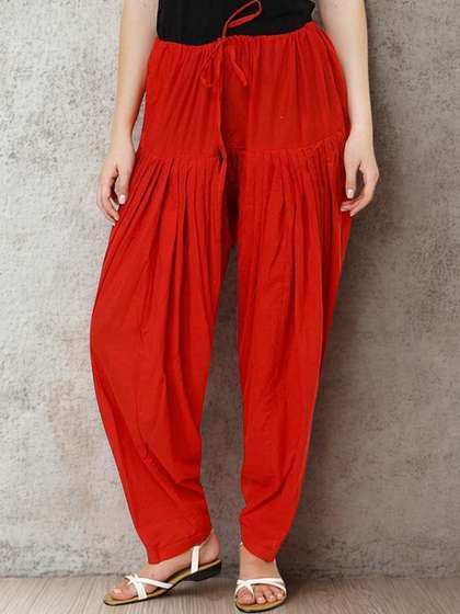 Mytrendzs Red Pure
                        Cotton Pleated Patiala Salwar