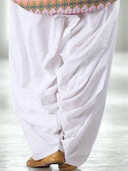 Mytrendzs White
                          Pure Cotton Pleated Patiala Salwar