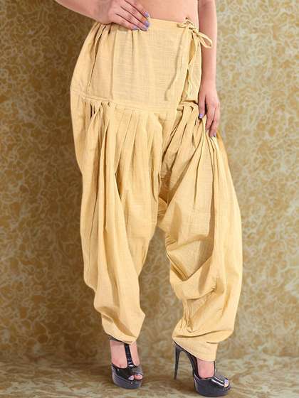 Mytrendzs Beige
                          Pure Cotton Pleated Patiala Salwar