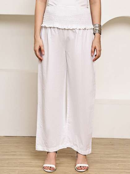Secret Wish Women
                        Relaxed Straight Leg High-Rise Poplin Maternity
                        Trousers