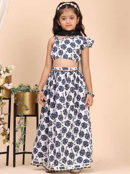 Cutiekins Girls Floral
                      Printed Cotton Ready to Wear Lehenga & Blouse
                      With Dupatta