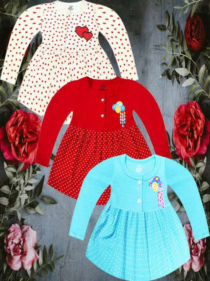 KidzzCart Girls Pack of
                    3 Polka Dots Cotton Fit & Flare Dress
