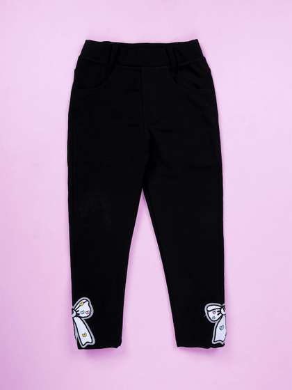 KiddoPanti Girls Skinny
                    Fit Printed Jeggings with Patchwork
