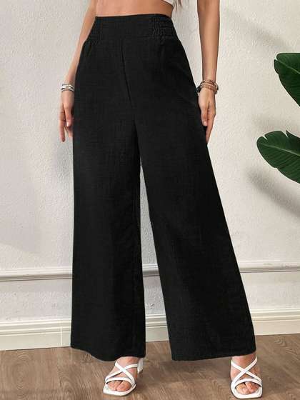 VOGAAN Women Relaxed
                        Loose Fit High-Rise Easy Wash Trousers