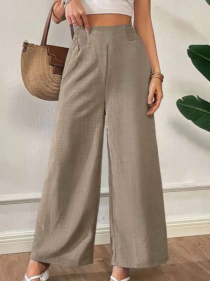VOGAAN Women Relaxed
                        Loose Fit High-Rise Easy Wash Trousers