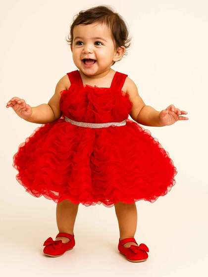 Lagorii Girls Net
                    Ruffled Fit & Flare Dress