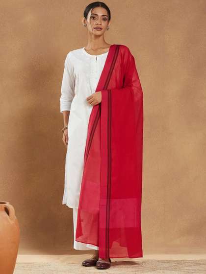 Fabindia Striped
                        Woven Design Cotton Dupatta