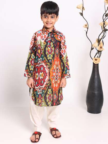 EthIndia Boys Ethnic
                    Motifs Printed Pure Cotton Kurta with Pyjama