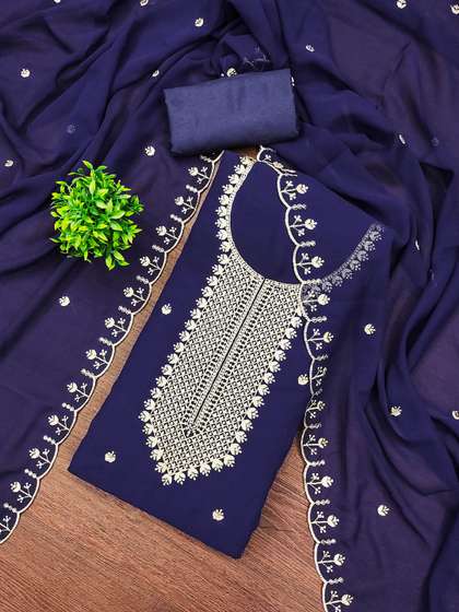 HERE&NOW
                        Embroidered Thread Work Silk Georgette
                        Unstitched Dress Material