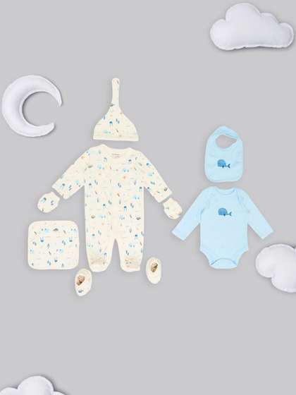Pantaloons Baby Infants
                    7-Piece Aquatic Printed Pure Cotton Baby Apparel
                    Gift Set