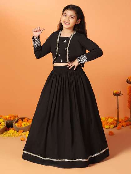 FASHION DREAM Girls
                        Embellished Sequinned Ready to Wear Lehenga
                        Choli with Jacket