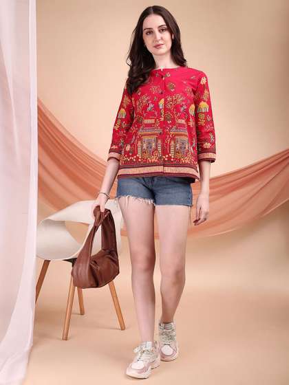 Kinjo Women Cotton
                        Round Neck Top