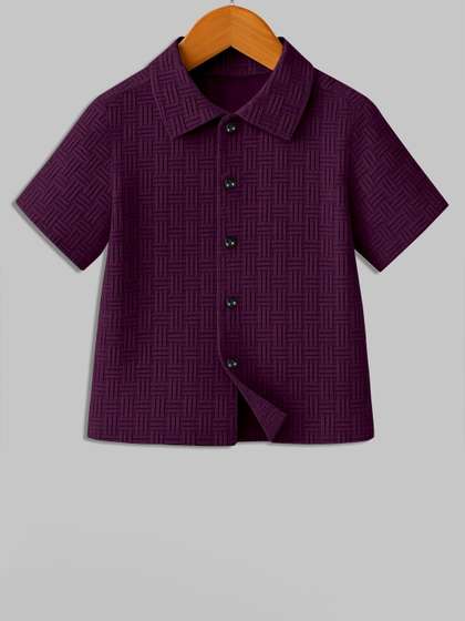 BAESD Boys Classic
                    Textured Spread Collar Cotton Linen Casual Shirt