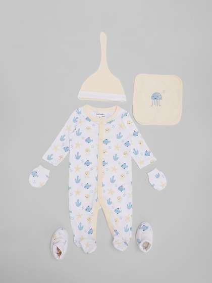 Pantaloons Baby Infants
                    7-Piece Aquatic Printed Pure Cotton Baby Apparel
                    Gift Set