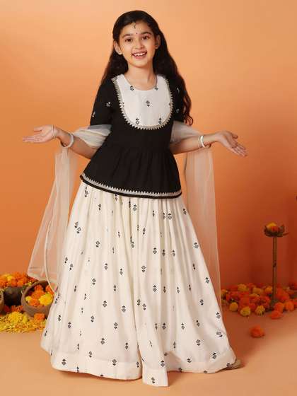 Sangria Girls
                    Embroidered Thread Work Lehenga Choli Set with
                    Dupatta