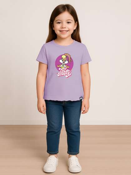 YK X Minute Mirth Girls
                    Looney Tunes Printed T-Shirt