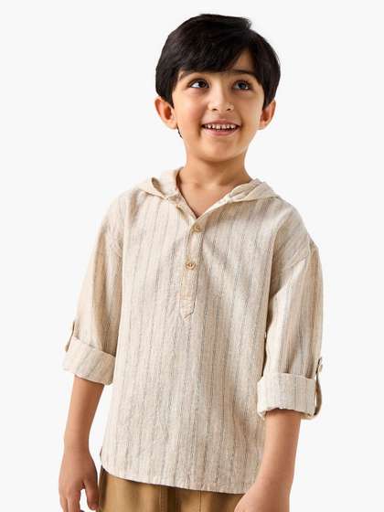 Juniors by Babyshop Boys
                    Striped Hooded Cotton T-shirt
