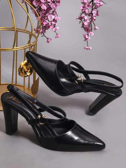 JM Looks Women
                        Metallic Slingback Block Heel Sandals