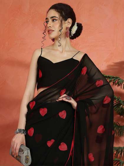 Sangria
                          Embroidered Fusion Saree With Unstitched
                          Blouse Piece